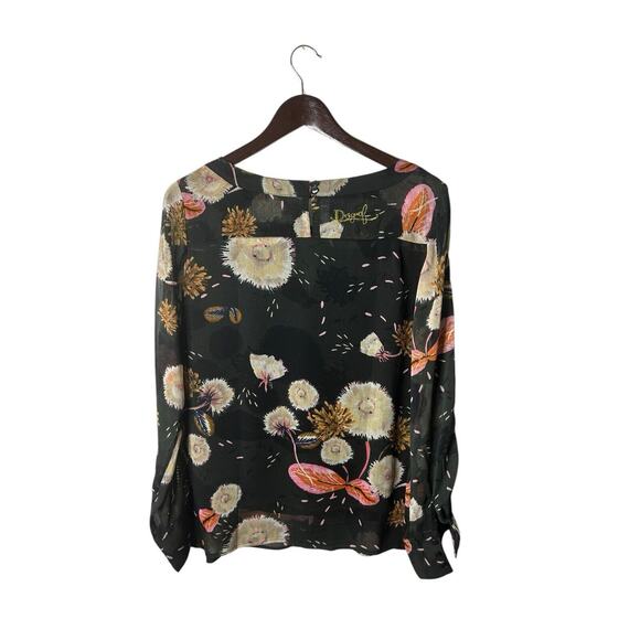 Desigual Mimosa Blouse Top Floral Print Long Sleeve Size Large - Picture 3 of 4